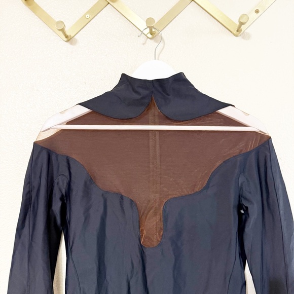 Mugler Lycra Mesh High Neck Cutout Long Sleeve Thumbhole Revolve Bodysuit Sz 42 - Picture 9 of 14
